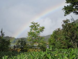 7/19浅湖湿原に大きな虹がかかり感激！